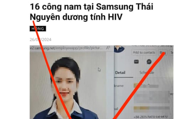 Đăng thông tin sai sự thật về Nữ công nhân Samsung nhiễm HIV , thanh niên bị phạt 7,5 triệu đồng