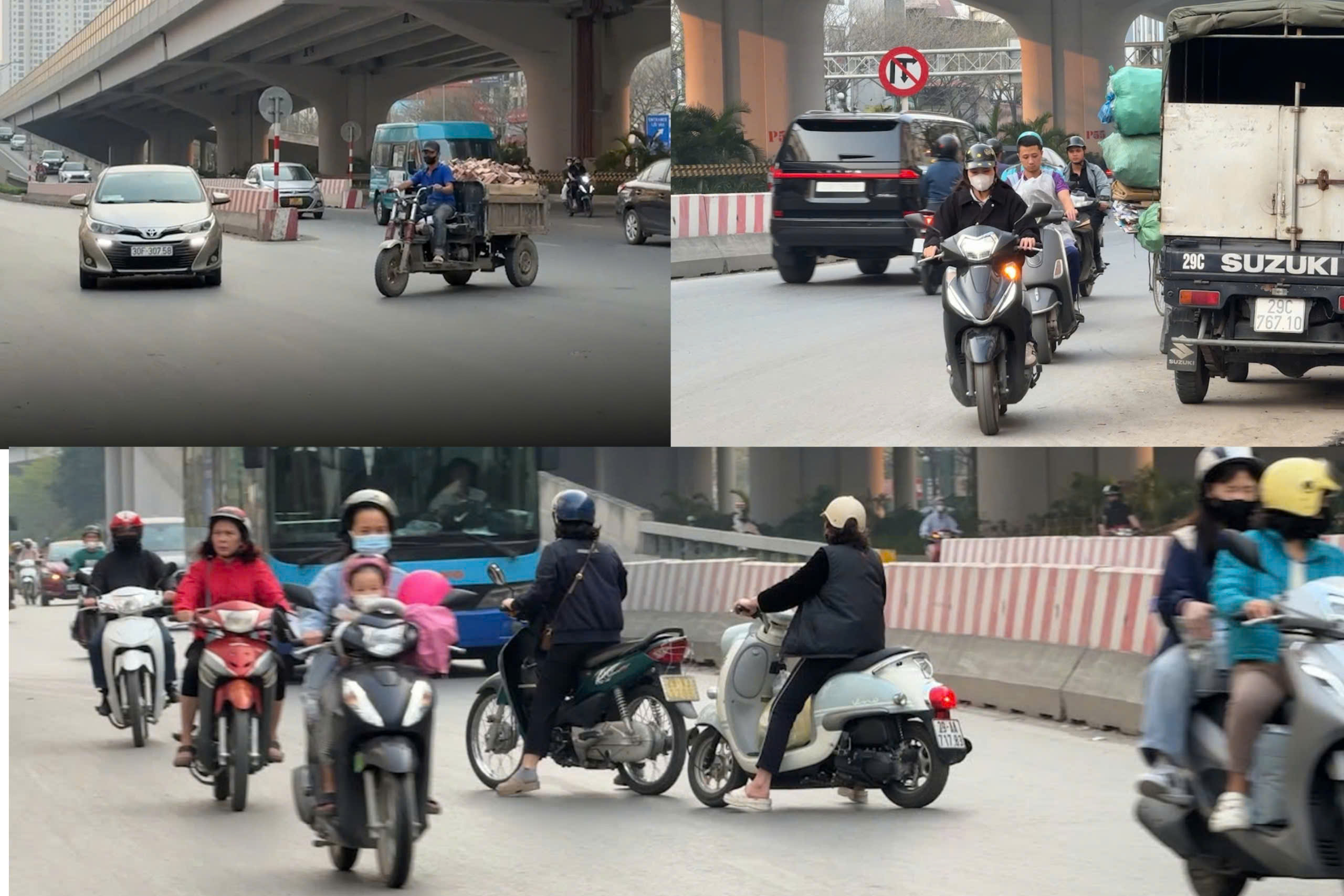 Hà Nội Nhiều xe máy liều mình đi ngược chiều, tạt đầu ô tô