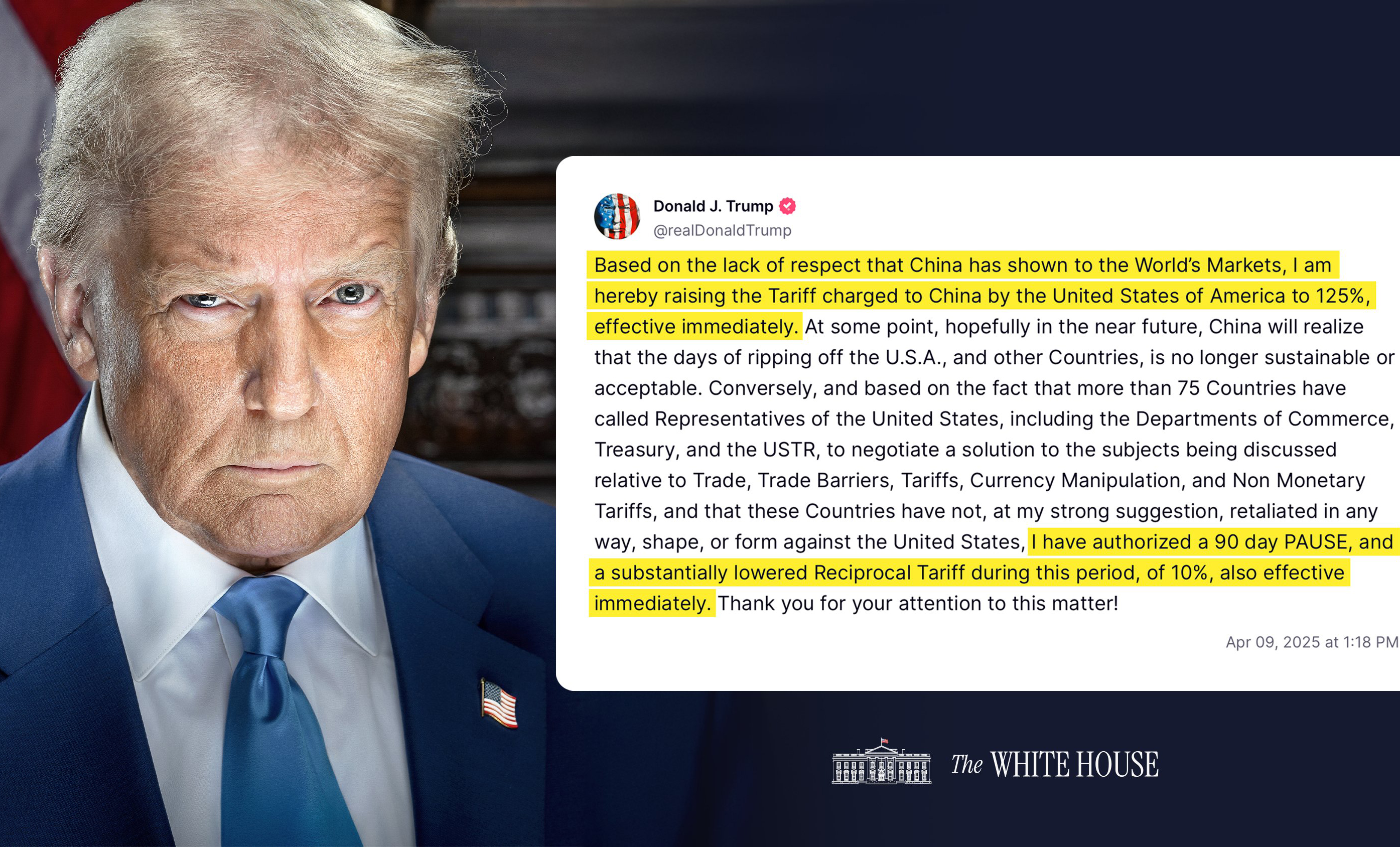 Vì sao ông Trump đột ngột hoãn áp thuế quan đối ứng trong 90 ngày