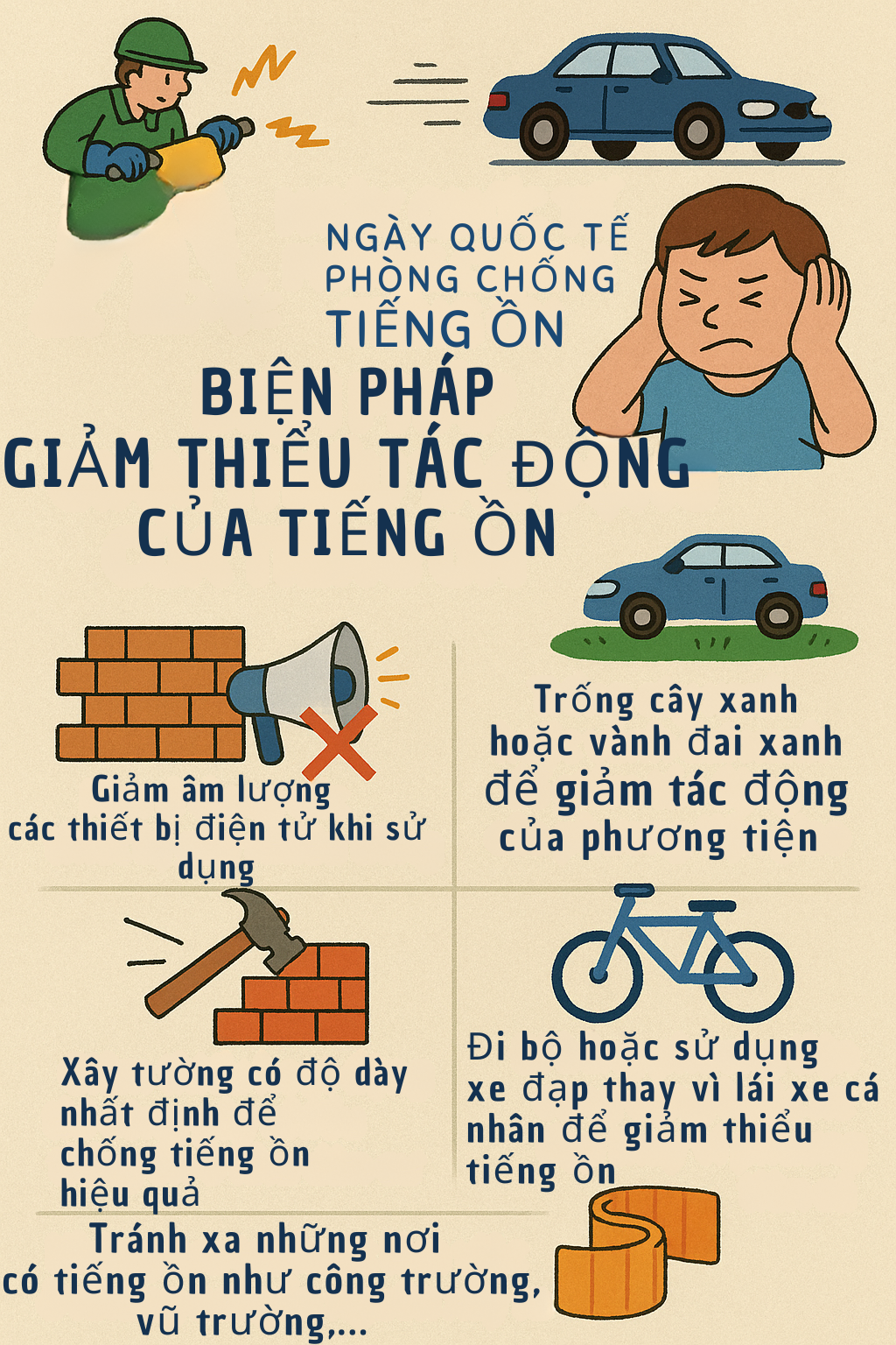 Ngày Quốc tế phòng, chống tiếng ồn 25 4 2025 Biện pháp giảm thiểu tác động của tiếng ồn