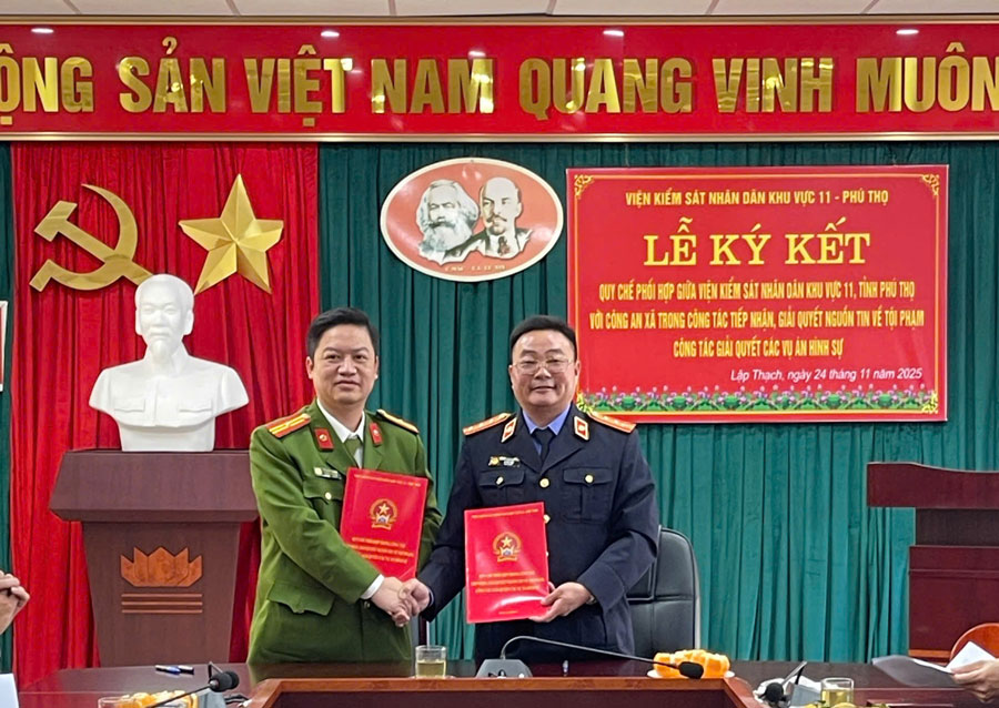 VKSND khu vực 11 tỉnh Phú Thọ ký Quy chế phối hợp trong giải quyết các vụ án hình sự