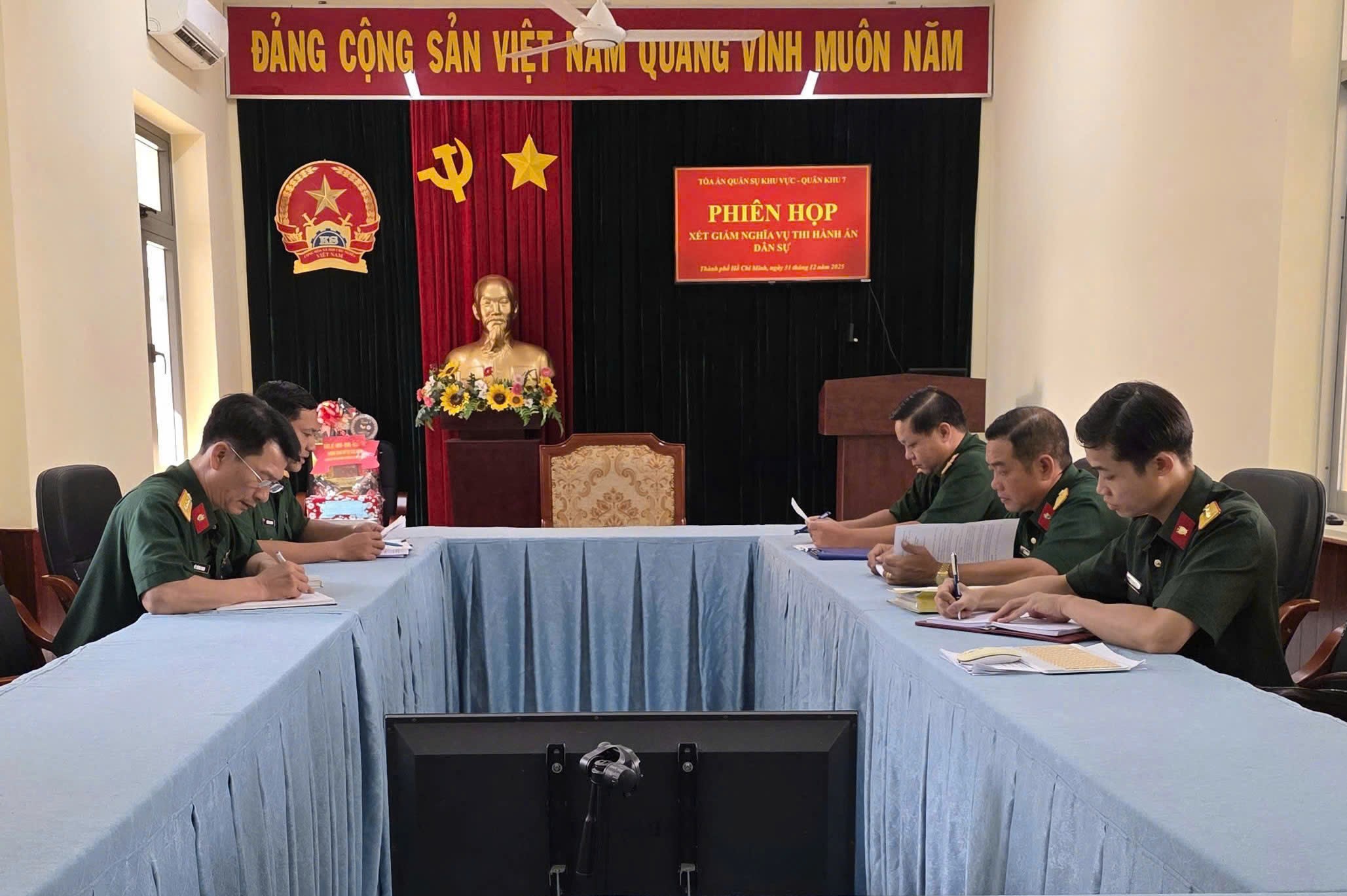 Viện kiểm sát Quận sự Khu vực 71 tham gia phiên họp xét giảm nghĩa vụ thi hành án dân sự