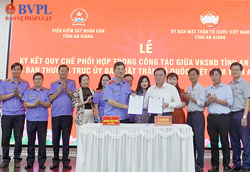 VKSND tỉnh An Giang ký Quy chế phối hợp với Ủy ban MTTQ Việt Nam tỉnh
