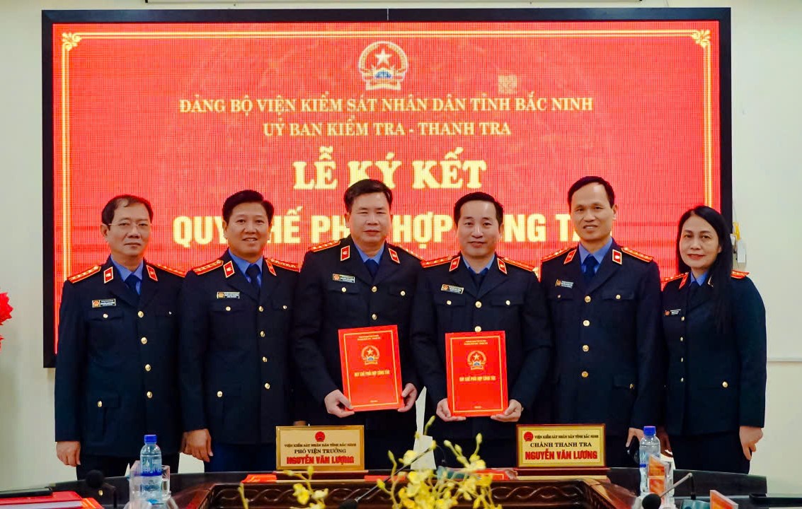 Ủy ban Kiểm tra Đảng ủy và Thanh tra VKSND tỉnh Bắc Ninh tổ chức ký Quy chế phối hợp công tác