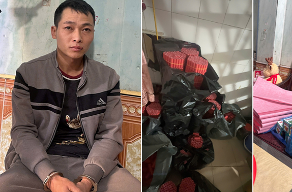 Bắt quả tang đối tượng sản xuất, tàng trữ hơn 1,23 tạ pháo trái phép