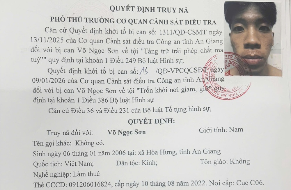 Truy nã 4 đối tượng trốn khỏi nơi giam giữ