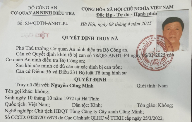 Bộ Công an đề nghị truy tố vắng mặt Chủ tịch Công ty Cây xanh Công Minh