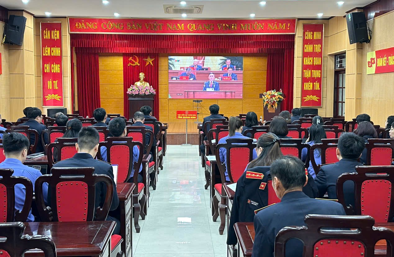 VKSND tỉnh Quảng Ninh tổ chức theo dõi trực tiếp phiên khai mạc Đại hội XIV của Đảng