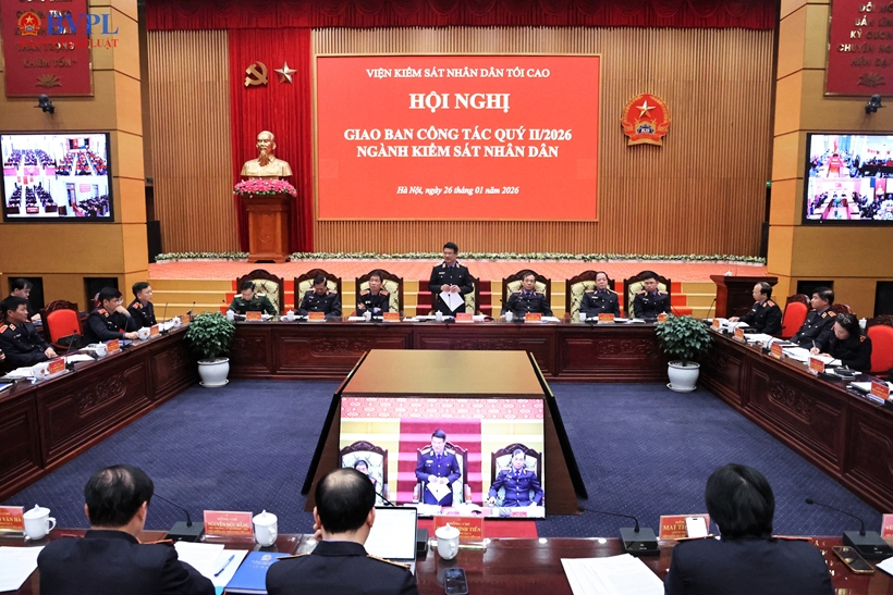 Viện trưởng Nguyễn Huy Tiến dự và chỉ đạo Hội nghị giao ban công tác Quý II/2026 của VKSND tối cao