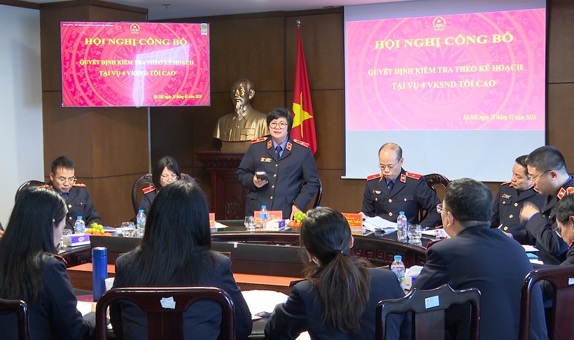 Thanh tra VKSND tối cao công bố Quyết định kiểm tra theo kế hoạch tại Vụ 4, VKSND tối cao