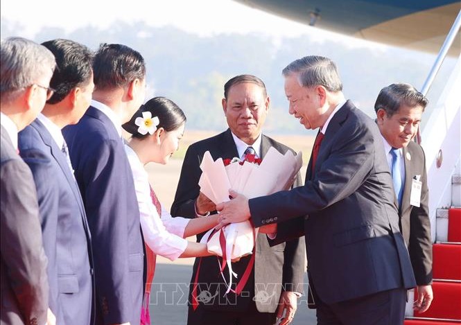 Tổng Bí thư Tô Lâm đến thủ đô Viêng Chăn, bắt đầu thăm cấp Nhà nước tới Lào