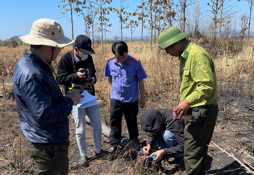 Kiểm sát việc khám nghiệm hiện trường vụ hủy hoại 8,14 ha rừng ở Gia Lai