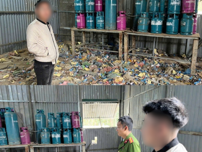 Bắt giữ đối tượng sang chiết gas trái phép