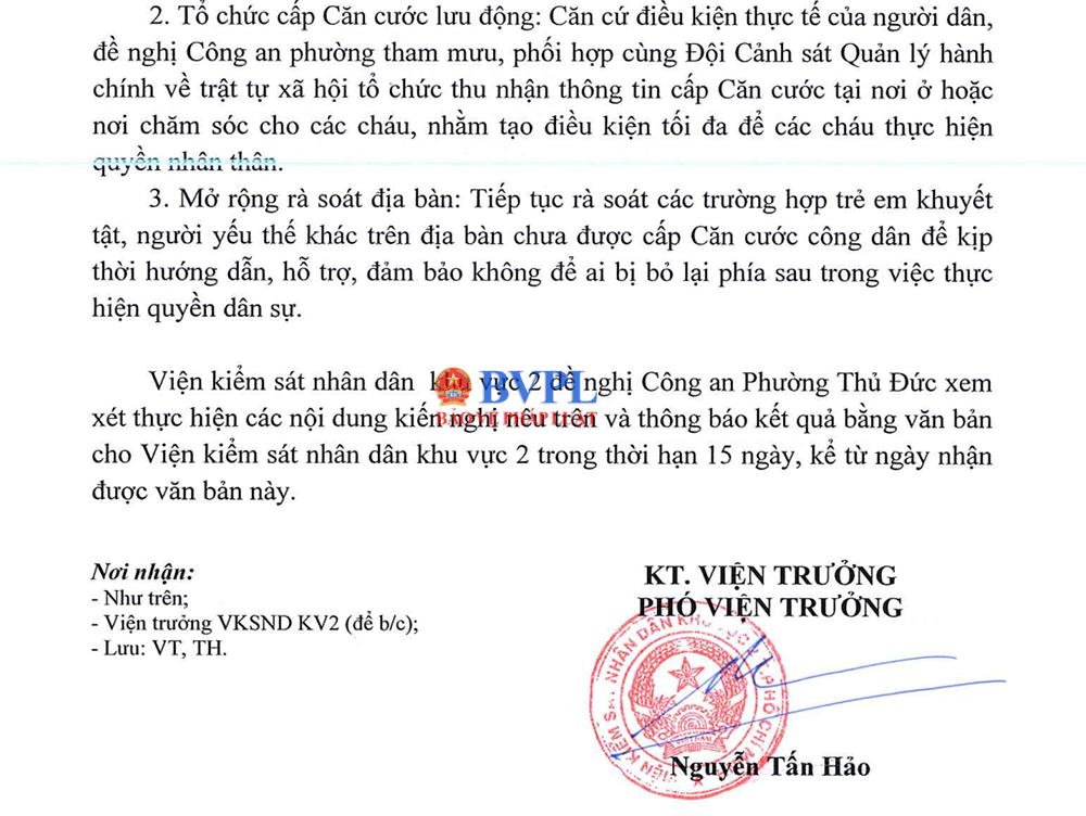 21 trẻ em khuyết tật được cấp Căn cước công dân sau khi VKSND Khu vực 2 TP Hồ Chí Minh vào cuộc