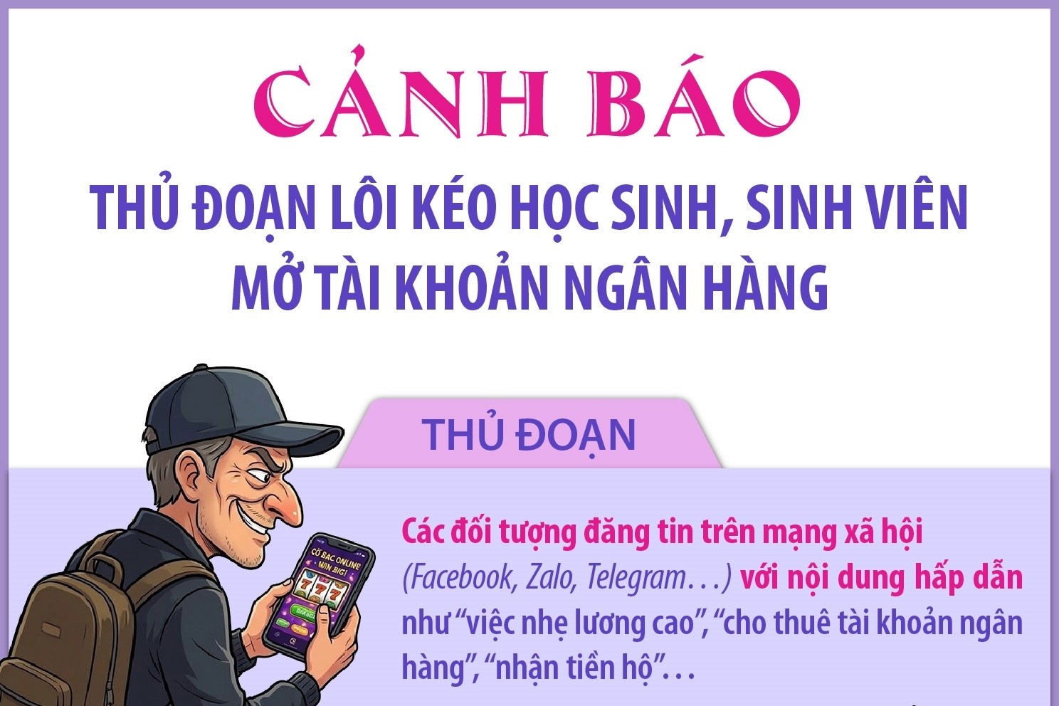 Cảnh báo thủ đoạn lôi kéo học sinh, sinh viên mở tài khoản ngân hàng