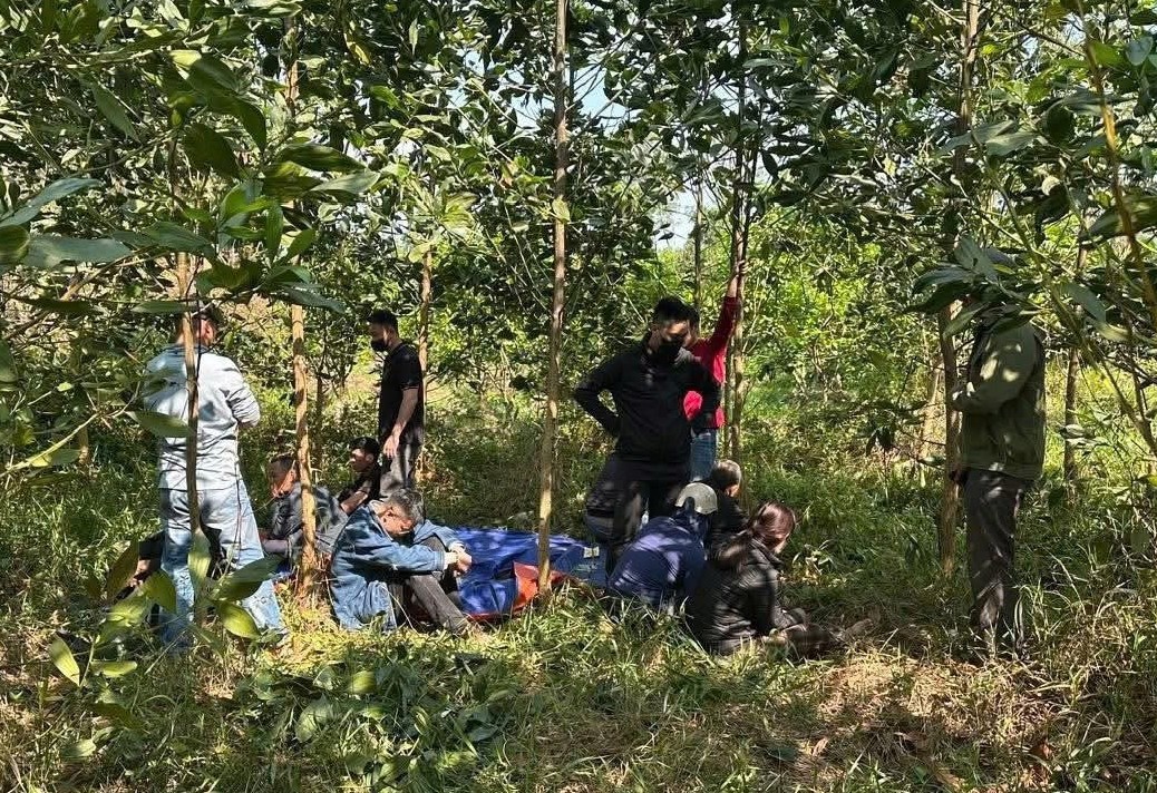 Bắt quả tang 8 đối tượng đánh “xóc đĩa” trong vườn keo