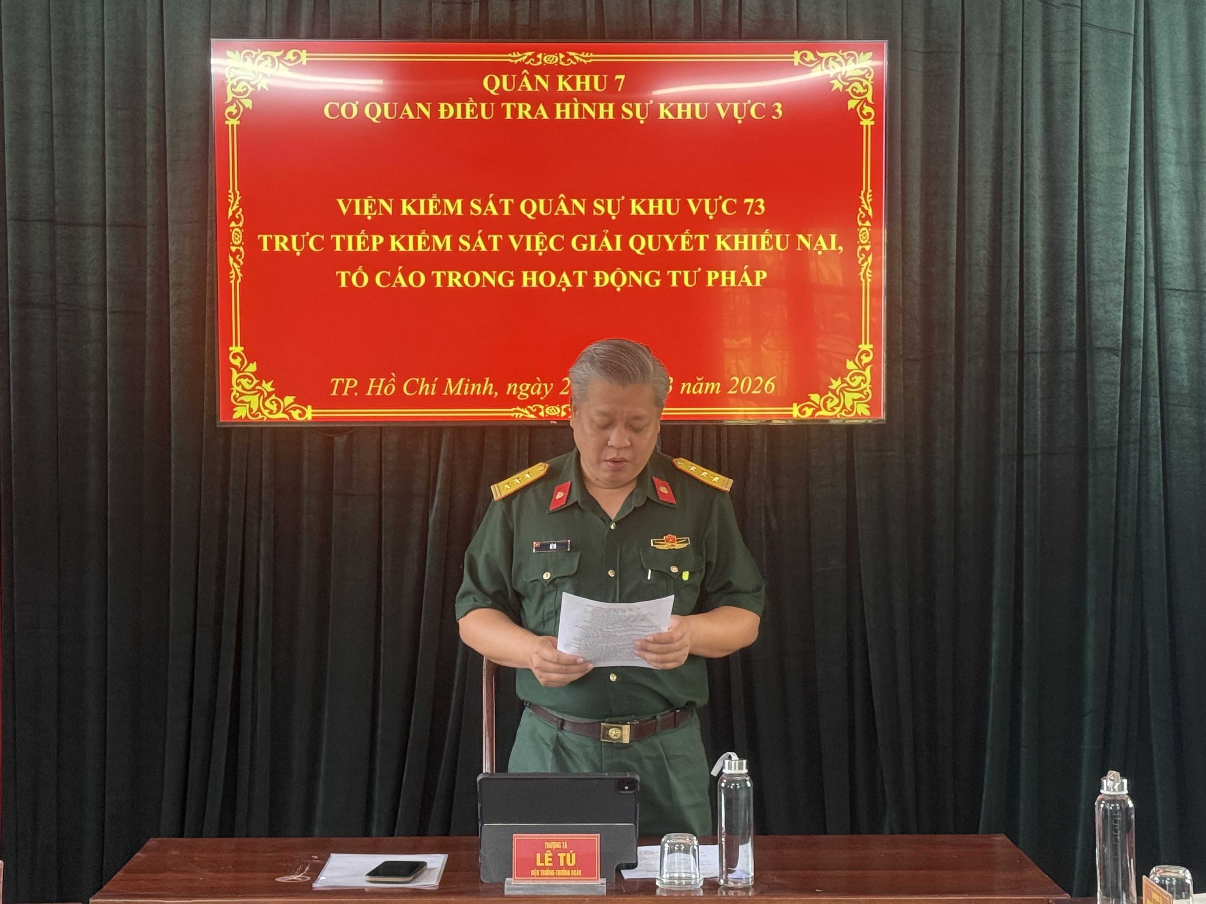 Viện kiểm sát Quân sự Khu vực 73 kiểm sát việc giải quyết khiếu nại, tố cáo tại Cơ quan điều tra hình sự Khu vực 3