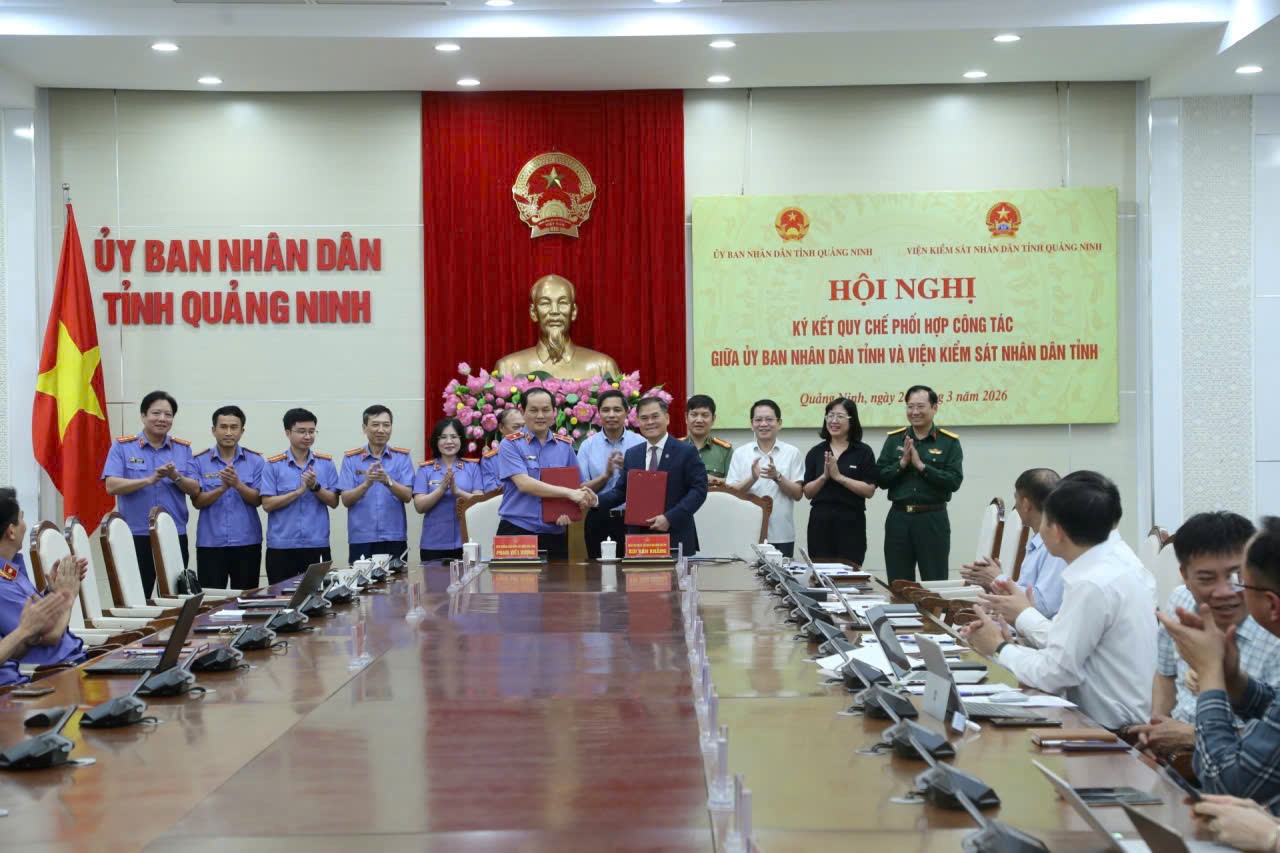 Hội nghị ký kết Quy chế phối hợp công tác giữa UBND tỉnh và VKSND tỉnh Quảng Ninh