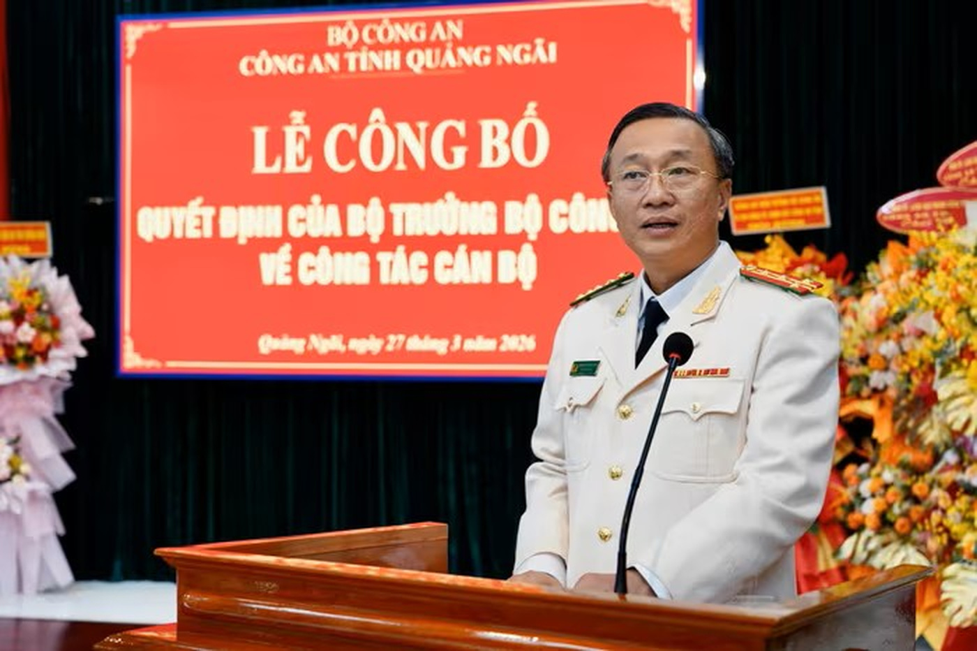 Công bố quyết định điều động Phó Giám đốc Công an tỉnh Quảng Ngãi