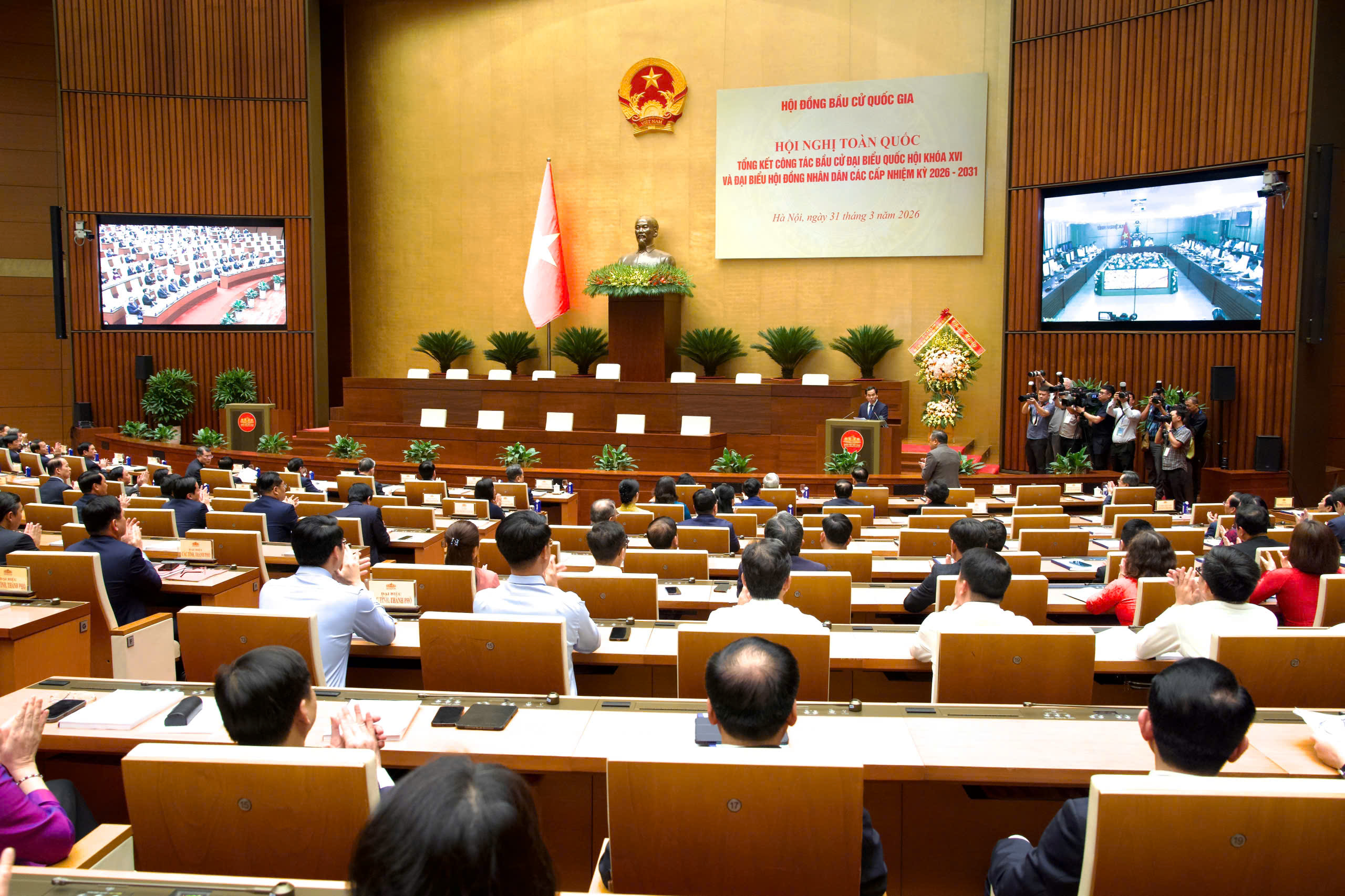 Đã bầu đủ 500 đại biểu Quốc hội, 2 552 đại biểu HĐND cấp tỉnh và 72 438 đại biểu cấp xã