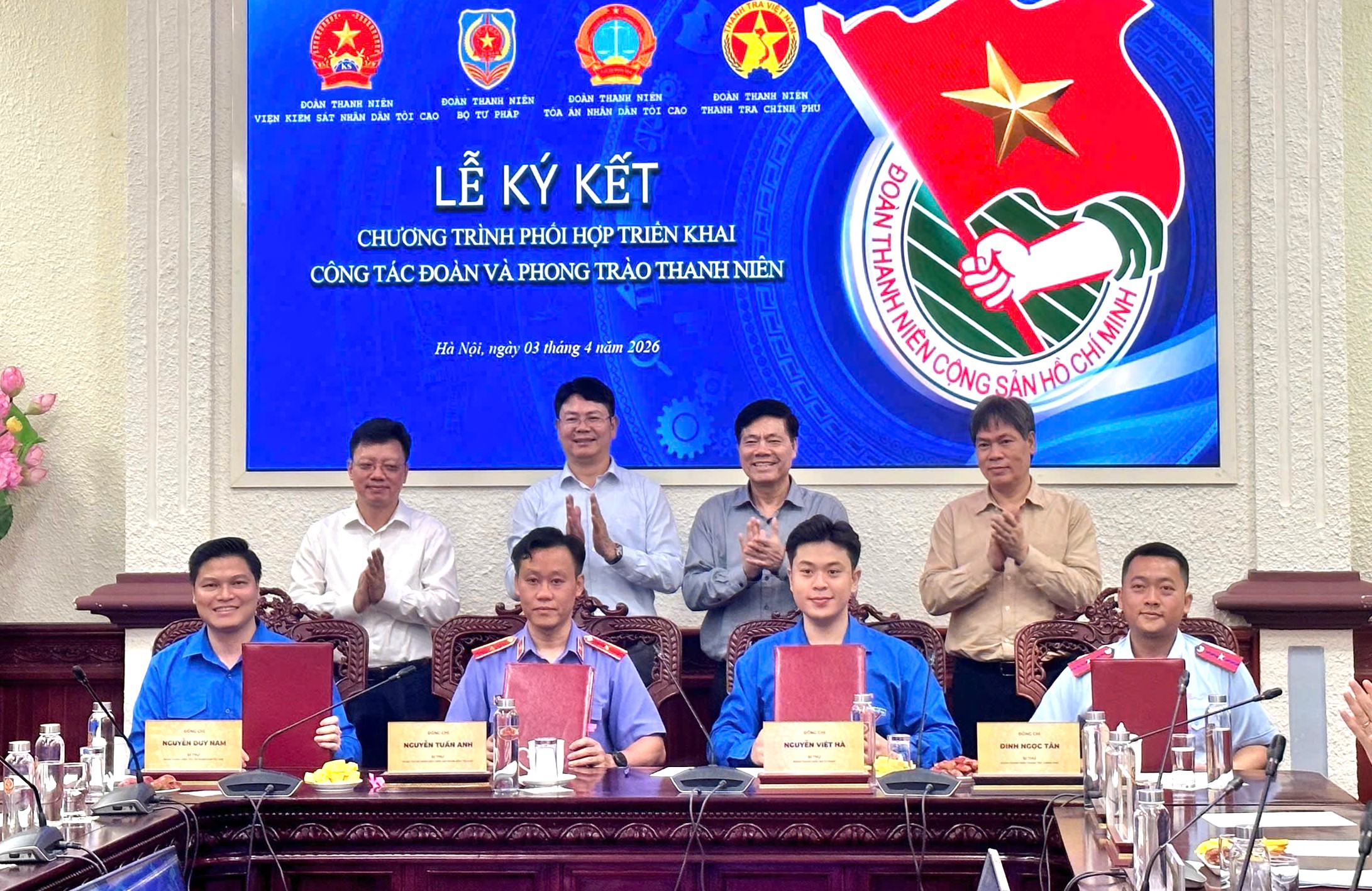 Ký kết công tác phối hợp giữa Đoàn Thanh niên 4 cơ quan Khối Nội chính