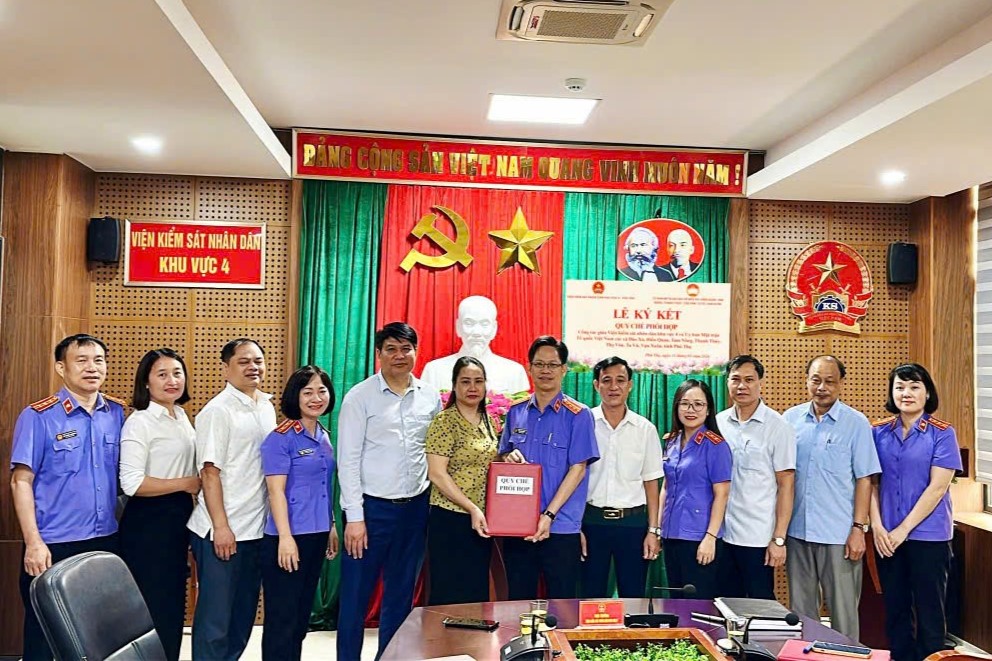 VKSND khu vực 4, tỉnh Phú Thọ ký quy chế phối hợp với Ủy ban Mặt trận Tổ quốc Việt Nam 7 xã