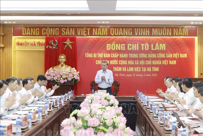 Tổng Bí thư, Chủ tịch nước Tô Lâm Hà Tĩnh khơi dậy khát vọng phát triển, quyết tâm đạt mục tiêu tăng trưởng nhanh, bền vững