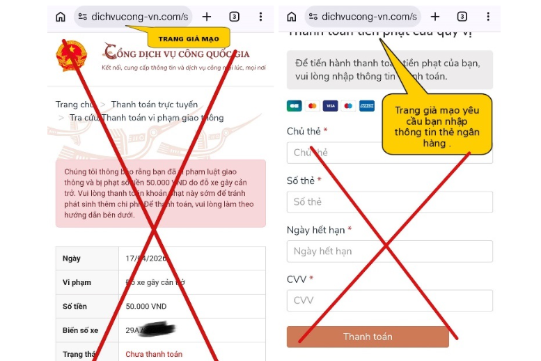 Cảnh báo chiêu trò lừa đảo qua phạt nguội website giả mạo dịch vụ công