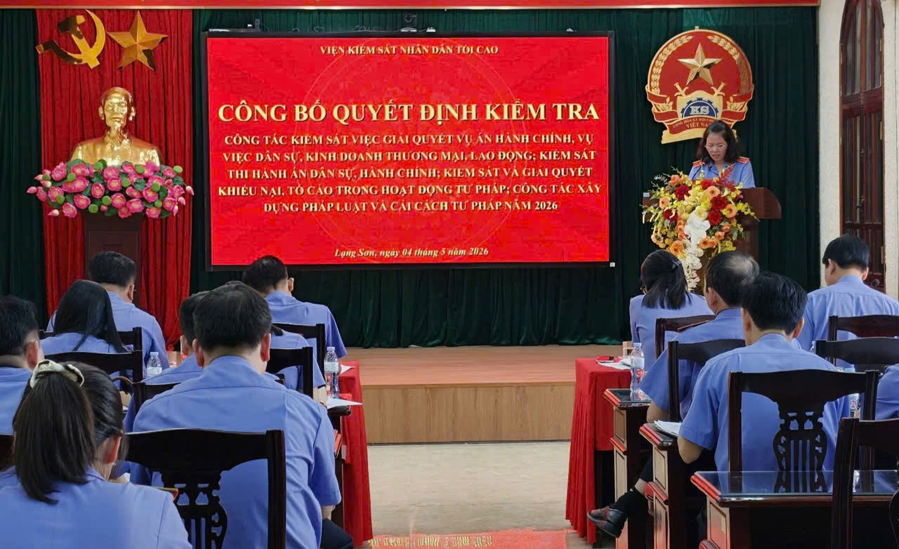 Đoàn kiểm tra liên vụ VKSND tối cao công bố Quyết định kiểm tra tại VKSND tỉnh Lạng Sơn