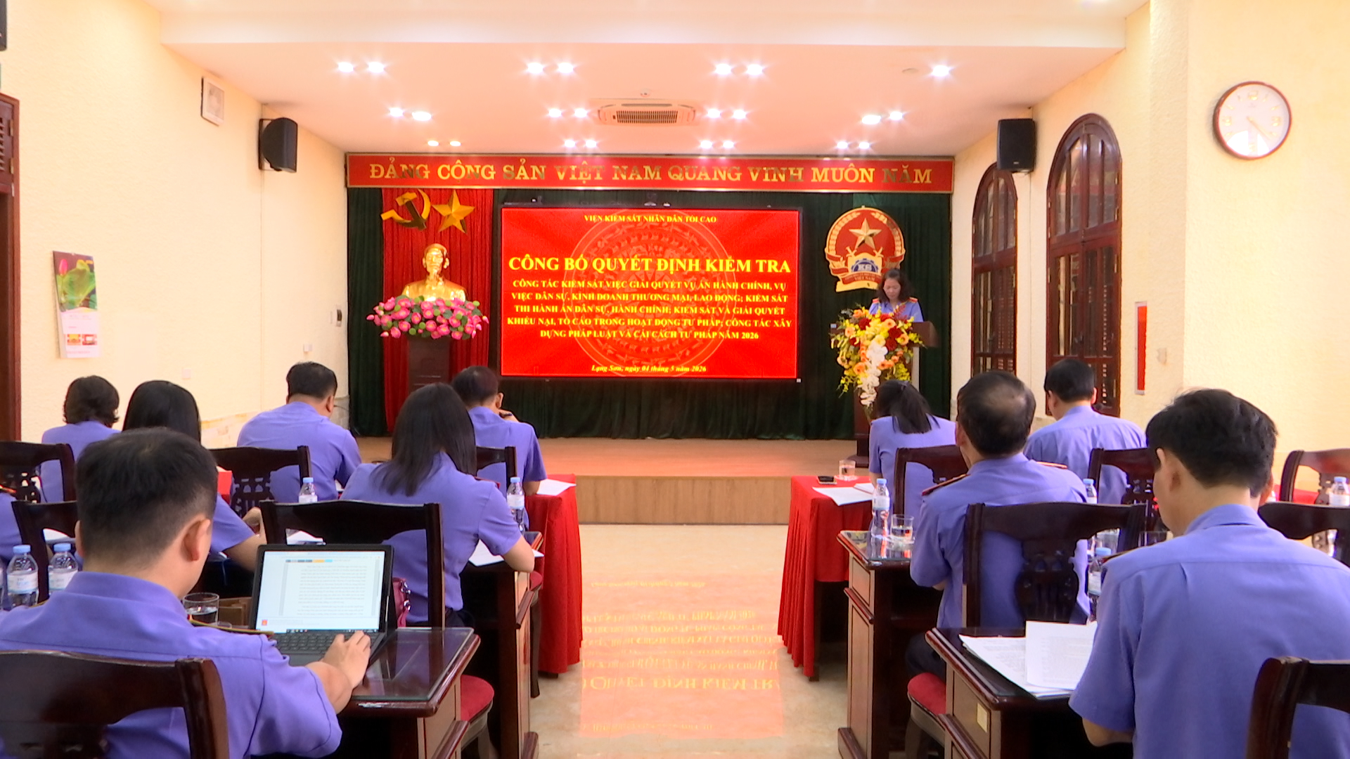 Đoàn kiểm tra liên vụ của VKSND tối cao công bố Quyết định kiểm tra tại VKSND tỉnh Lạng Sơn