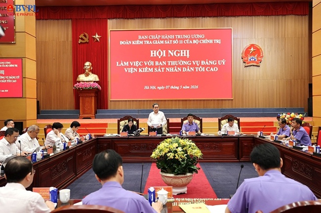 Đoàn kiểm tra, giám sát số 11 của Bộ Chính trị làm việc với Đảng ủy VKSND tối cao