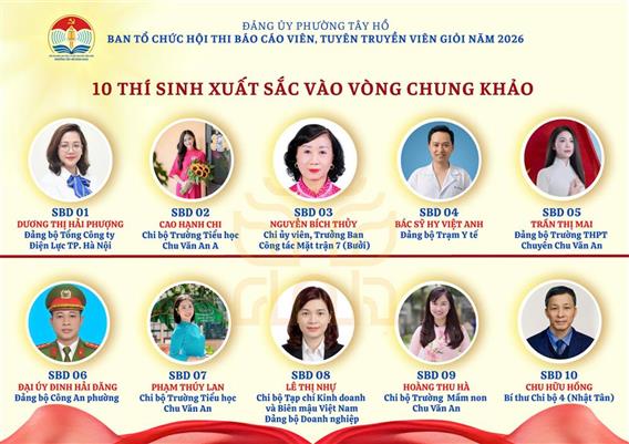 Ấn tượng Bí thư Chi bộ Nhật Tân tại chung khảo Hội thi Báo cáo viên giỏi phường Tây Hồ năm 2026
