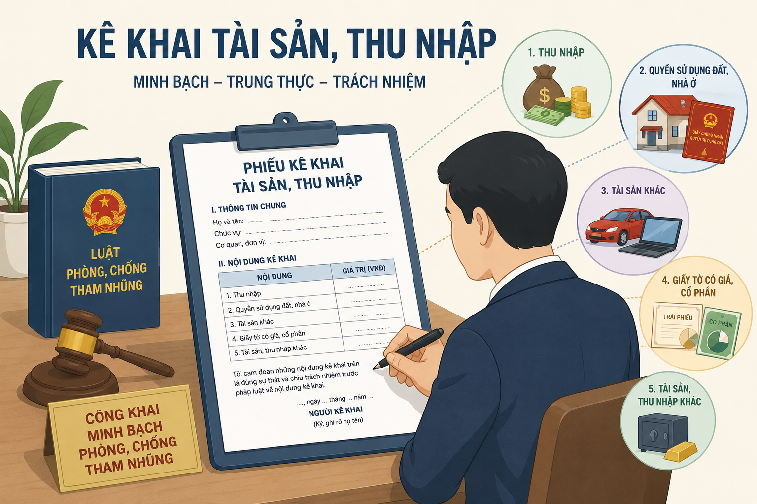 Nhiều điểm mới quy định người có chức vụ, quyền hạn phải kê khai tài sản, thu nhập hằng năm