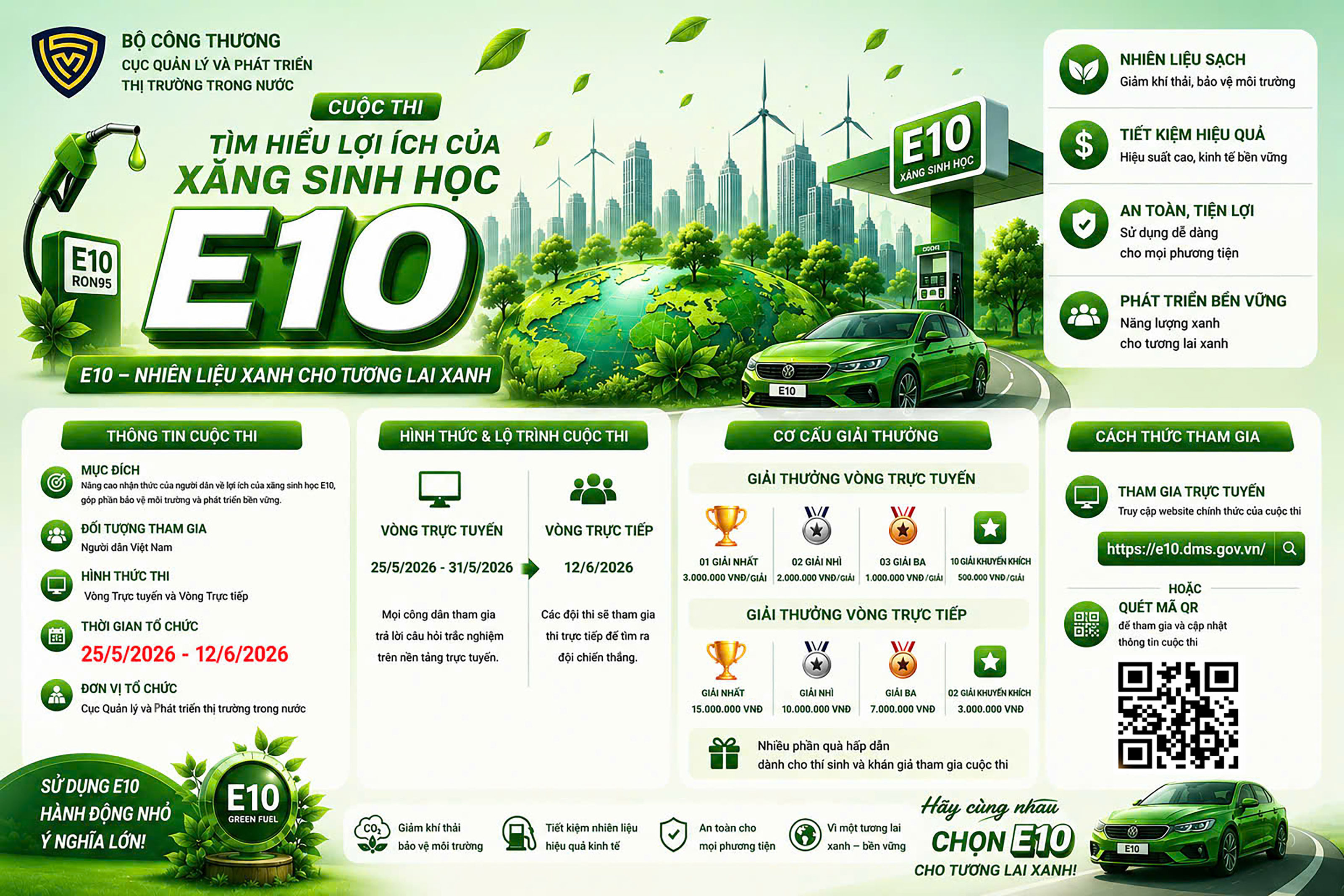 Cổng trực tuyến Cuộc thi tìm hiểu về xăng sinh học E10 sẽ bắt đầu từ 10h ngày 25 5