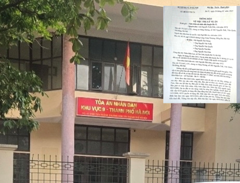TAND Khu vực 9, TP Hà Nội xét xử vụ án dân sự Tranh chấp quyền sử dụng đất