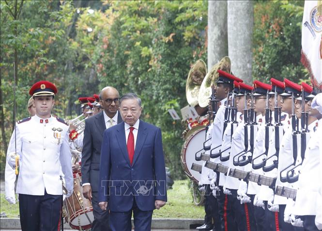 Lễ đón Tổng Bí thư, Chủ tịch nước Tô Lâm và Phu nhân thăm cấp Nhà nước CH Singapore