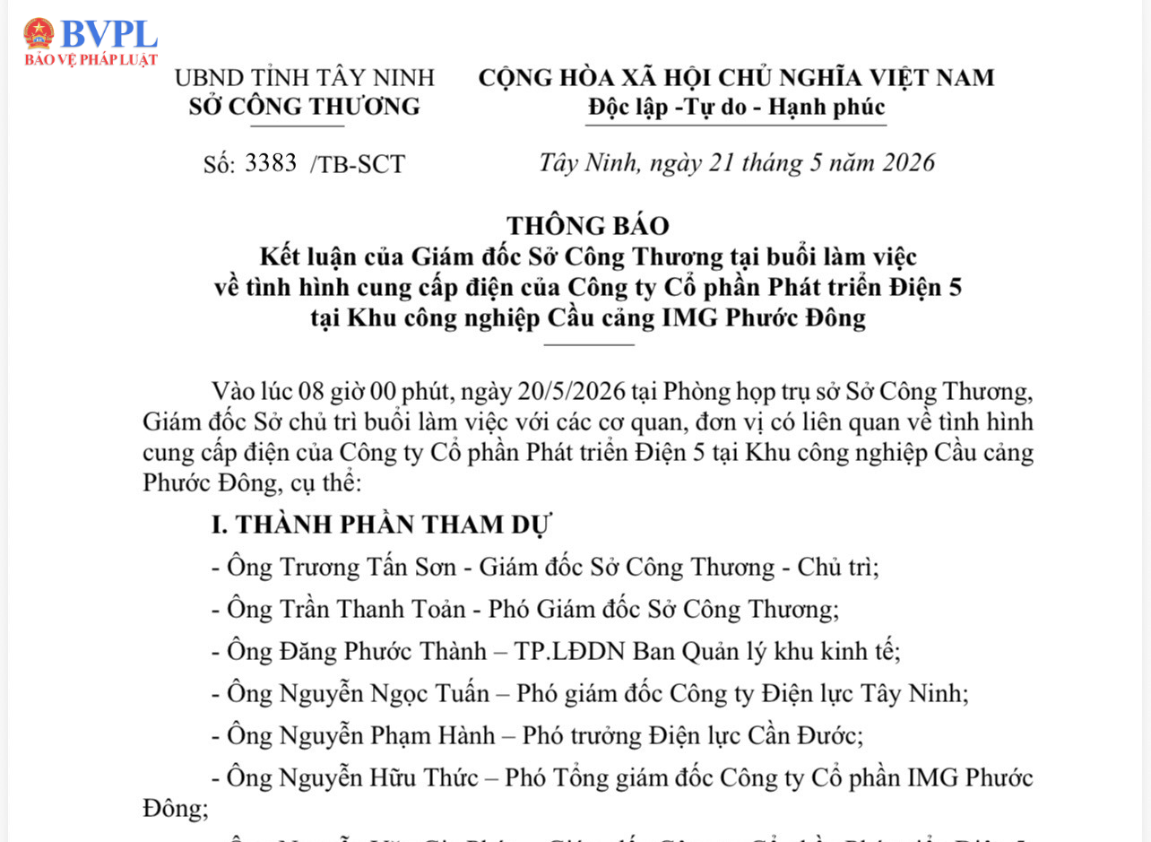 Sở Công Thương Tây Ninh kiểm tra việc ngừng cung cấp điện tại KCN Cầu cảng IMG Phước Đông