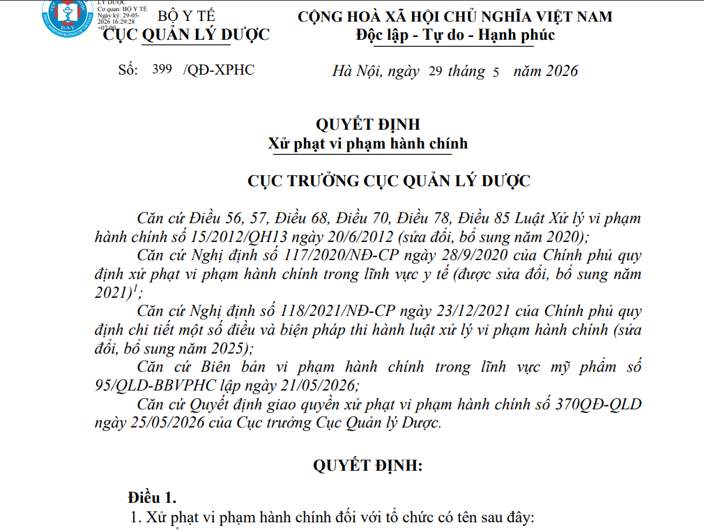 Xử phạt Công ty TNHH một thành viên Thanh Lam 195 triệu đồng