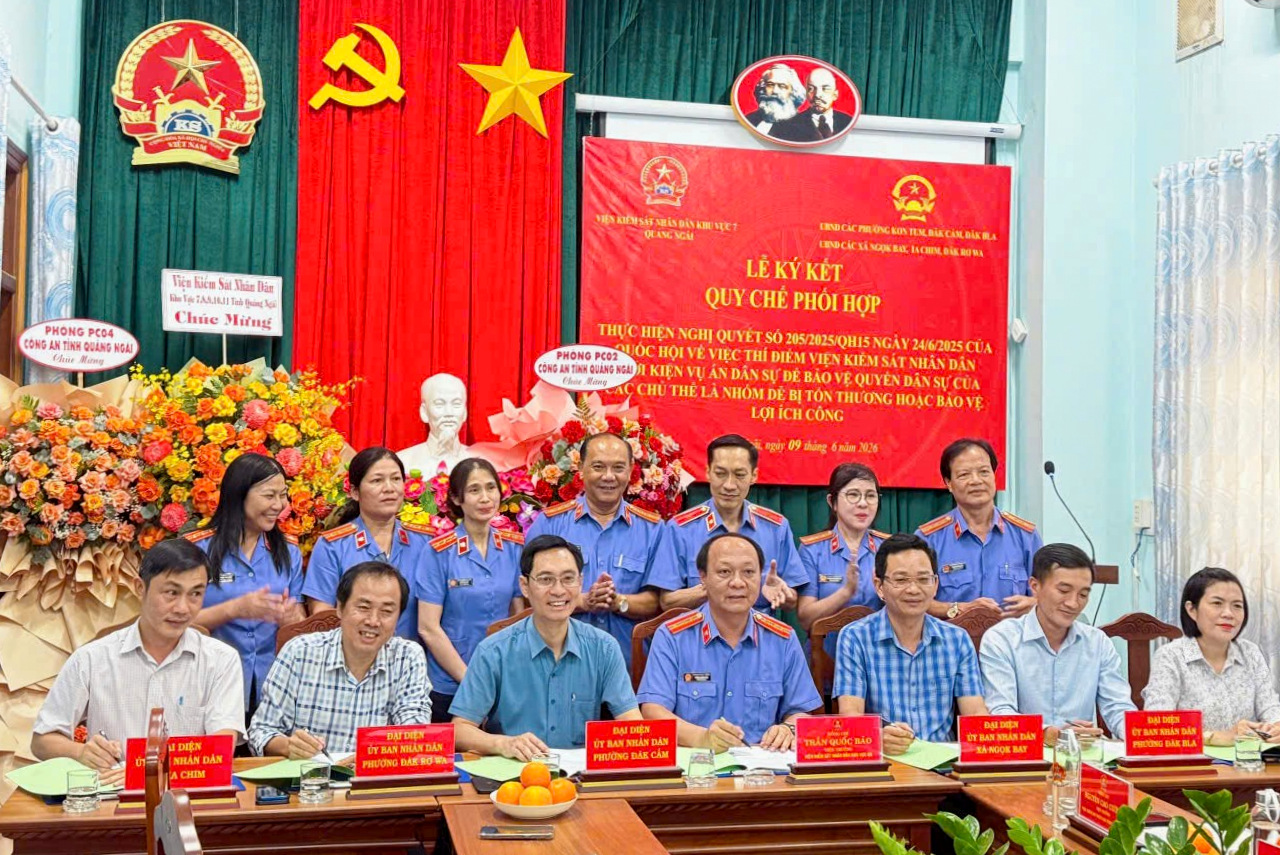 VKSND khu vực 7, Quảng Ngãi ký kết quy chế phối hợp với các xã, phường