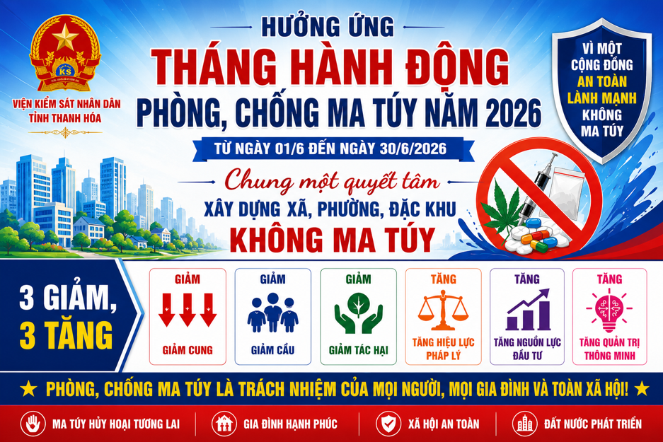 VKSND tỉnh Thanh Hóa triển khai Tháng hành động phòng, chống ma túy năm 2026