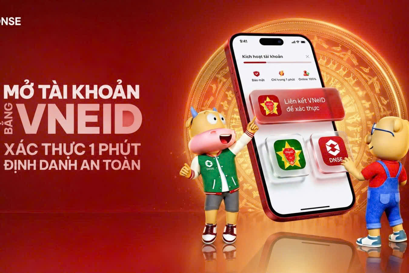 DNSE tiên phong triển khai mở tài khoản chứng khoán xác thực VNeID