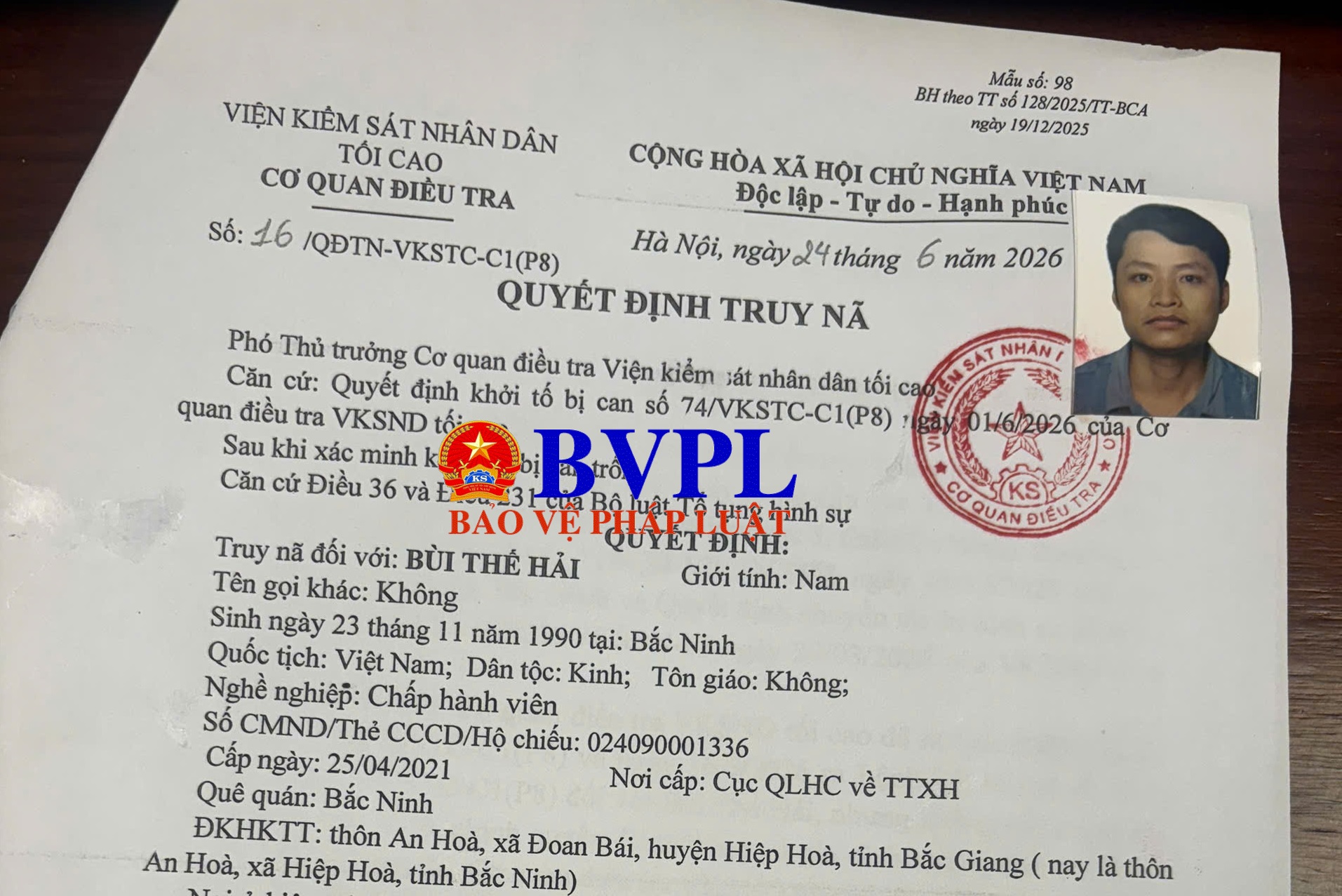 Cơ quan điều tra VKSND tối cao truy nã cựu Chấp hành viên tội Lạm dụng chức vụ, quyền hạn chiếm đoạt tài sản