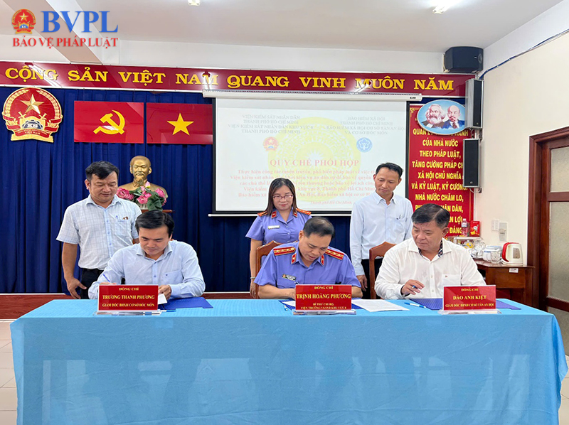 VKSND Khu vực 8 ký kết quy chế phối hợp với các cơ sở BHXH thực hiện Nghị quyết số 205