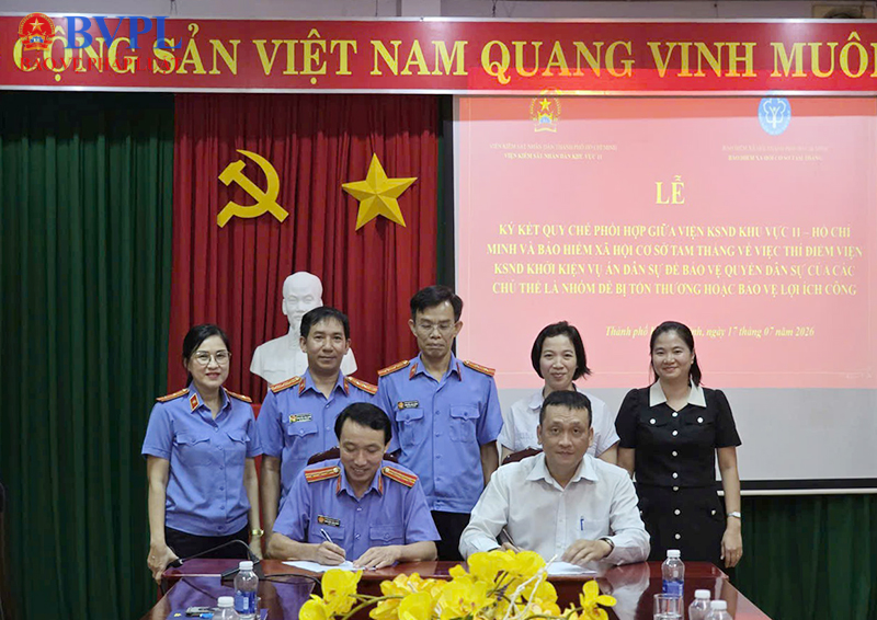 VKSND Khu vực 11, TP Hồ Chí Minh ký kết Quy chế phối hợp với BHXH cơ sở Tam Thắng