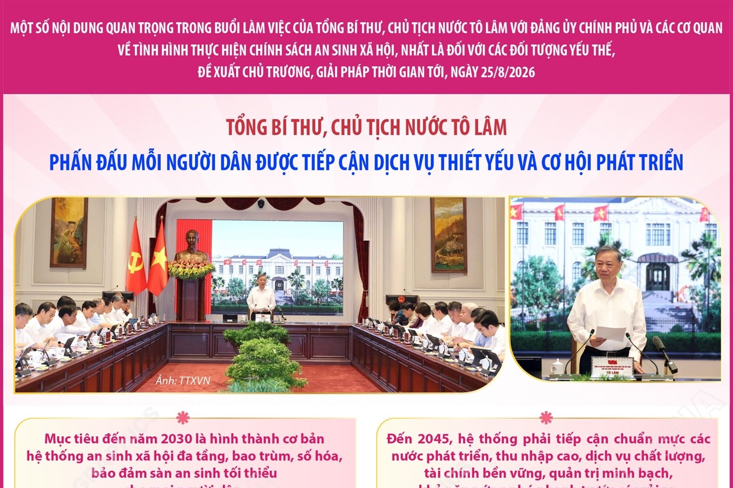 Tổng Bí thư, Chủ tịch nước Tô Lâm Phấn đấu mỗi người dân được tiếp cận dịch vụ thiết yếu và cơ hội phát triển