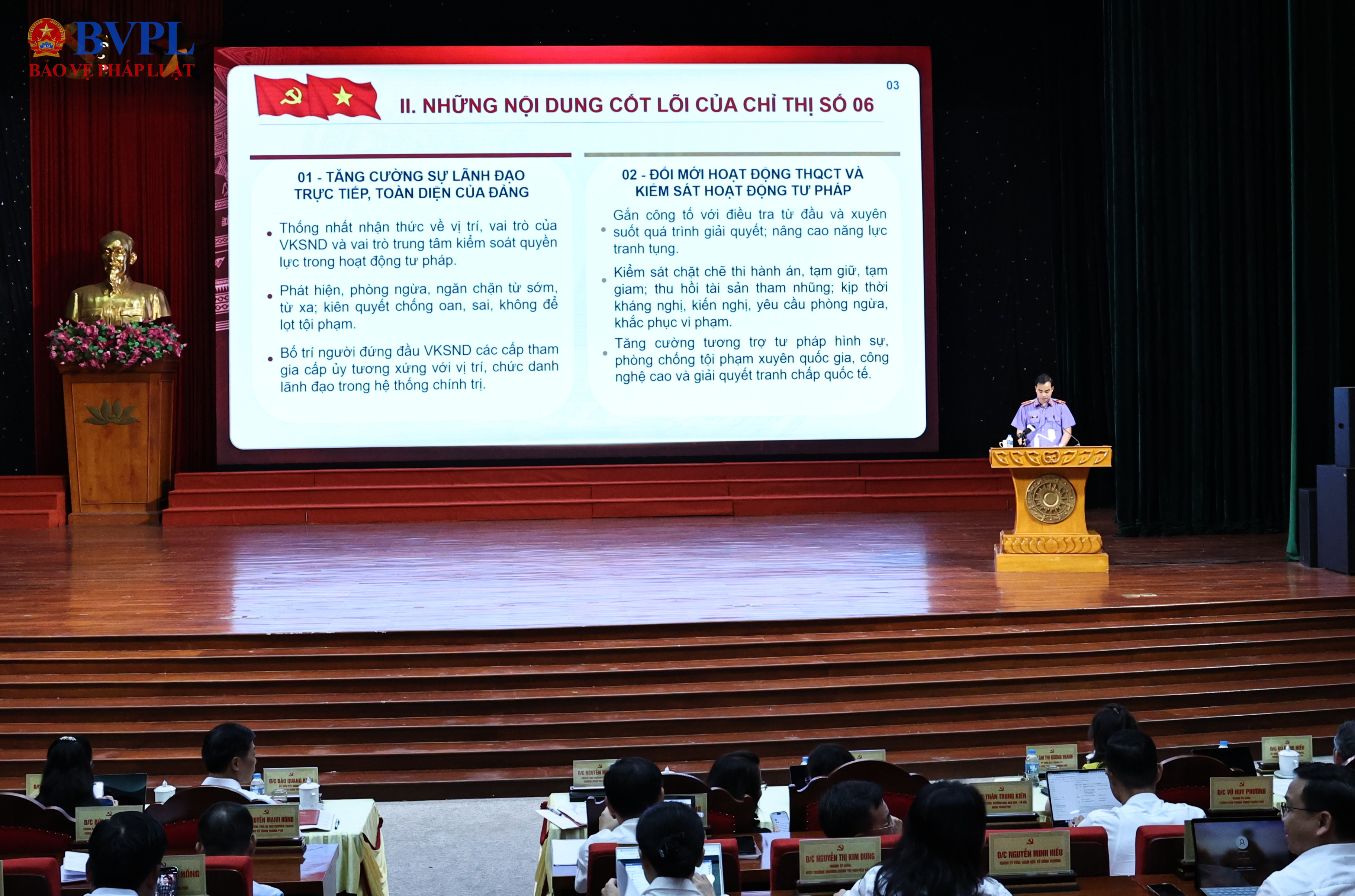 VKSND TP Bắc Ninh tham gia báo cáo viên tại Hội nghị nghiên cứu, quán triệt Nghị quyết Hội nghị Trung ương 3 và một số nghị quyết, chỉ thị của Bộ Chính trị
