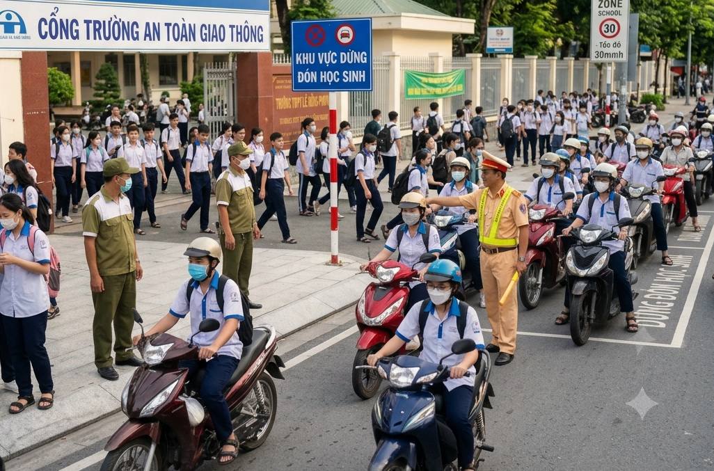 Quyết liệt xử lý tình trạng lấn chiếm lòng đường, vỉa hè trước cổng trường học