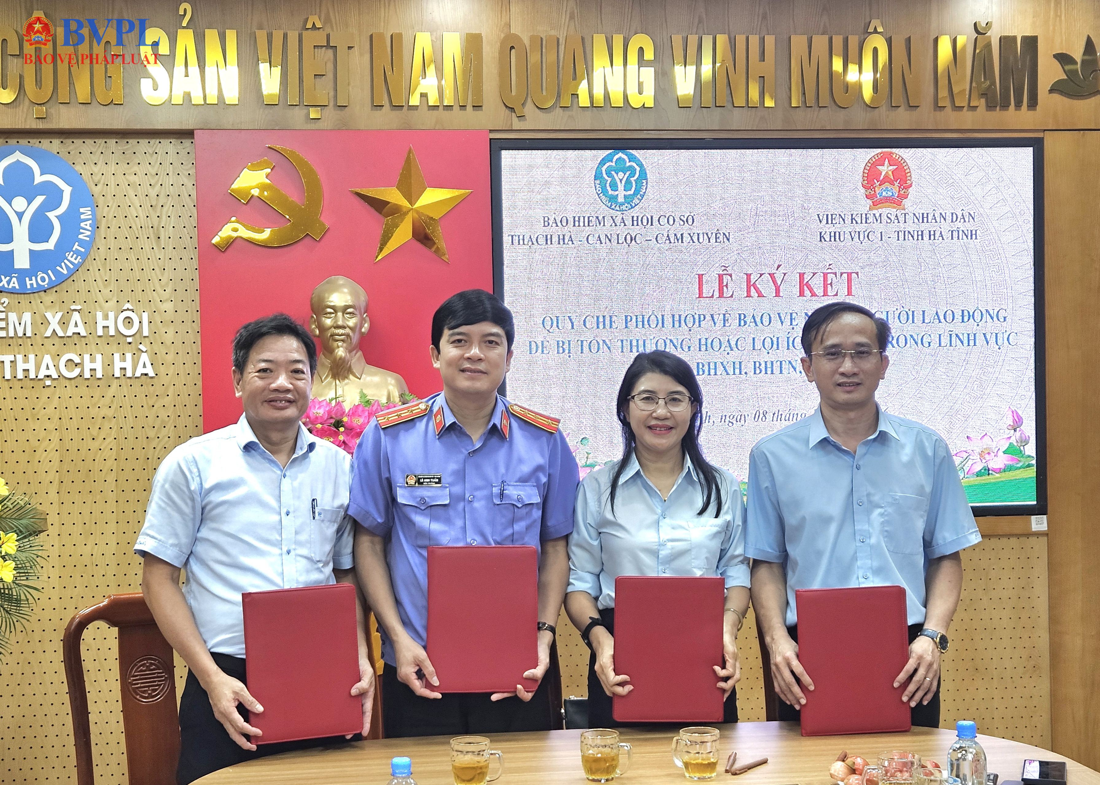 VKSND khu vực 1 tỉnh Hà Tĩnh ký kết quy chế phối hợp với 3 đơn vị Bảo hiểm xã hội cơ sở