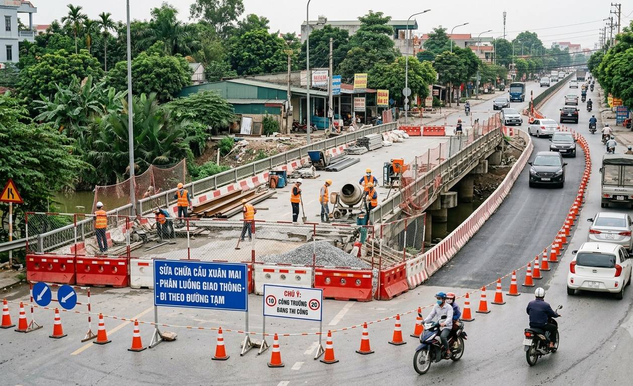 Từ ngày 12 10, Hà Nội cấm ô tô qua cầu Xuân Mai theo một hướng