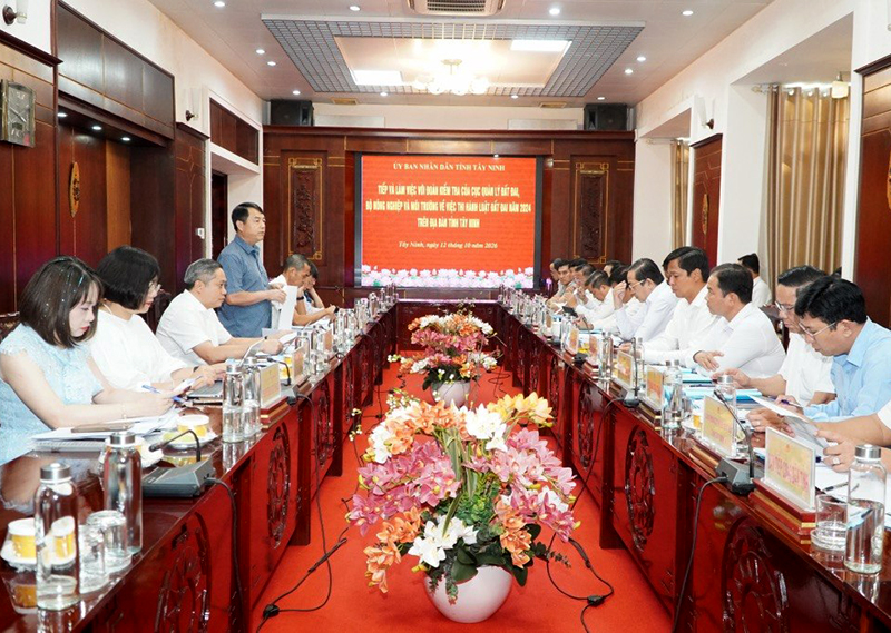 Kiểm tra việc thi hành Luật Đất đai tại tỉnh Tây Ninh